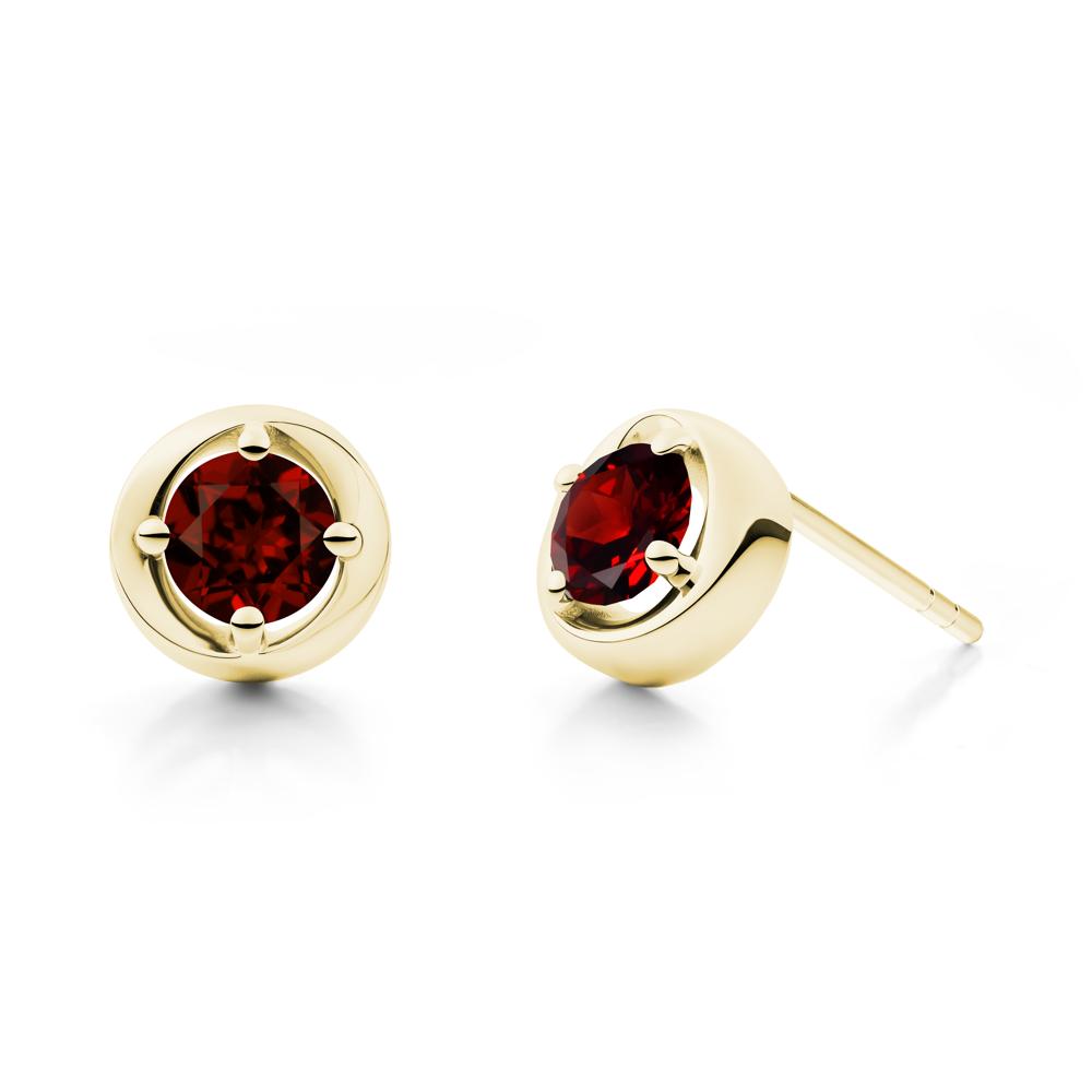 Swirl Garnet Stud Earrings - LUO Jewelry #metal_18k yellow gold