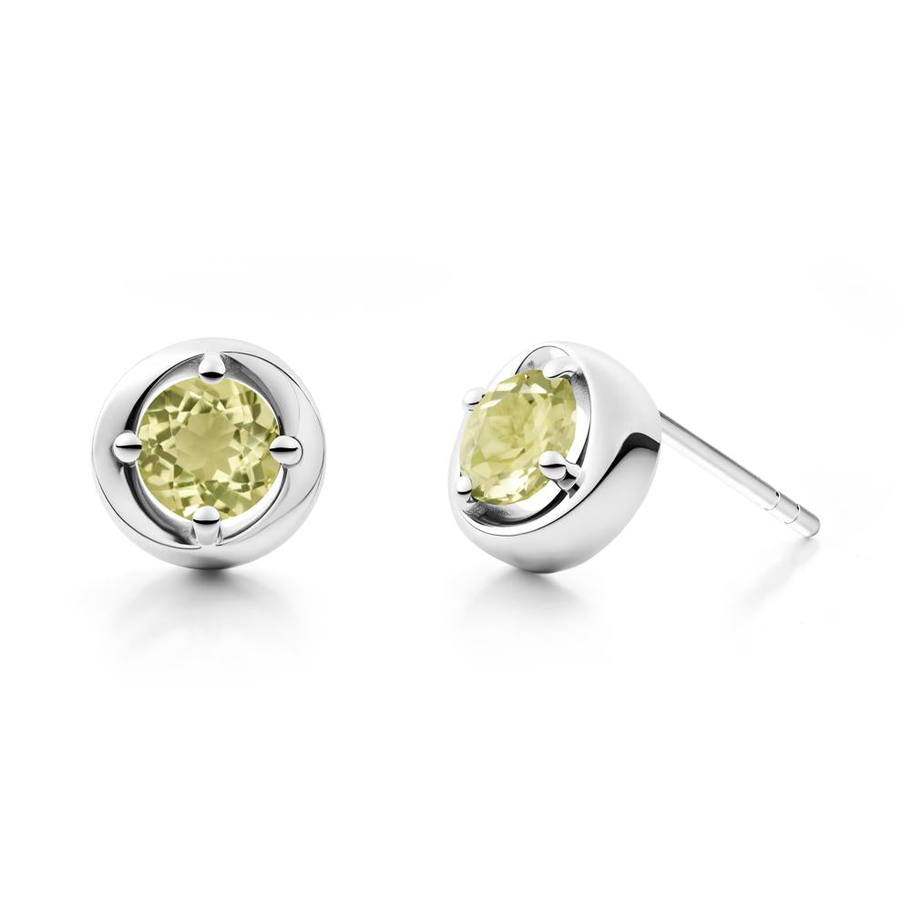 Swirl Lemon Quartz Stud Earrings - LUO Jewelry #metal_14k white gold