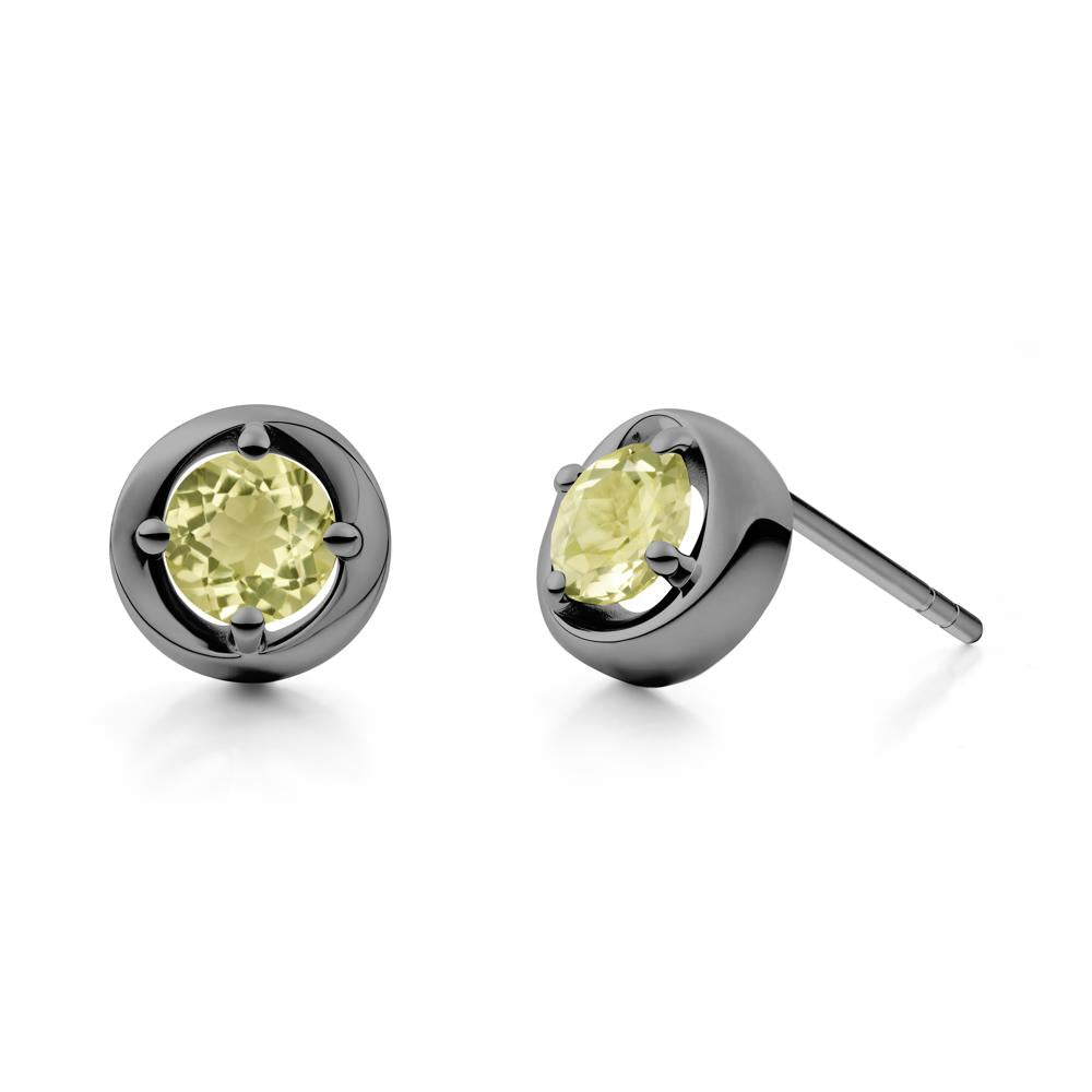 Swirl Lemon Quartz Stud Earrings - LUO Jewelry #metal_black finish sterling silver