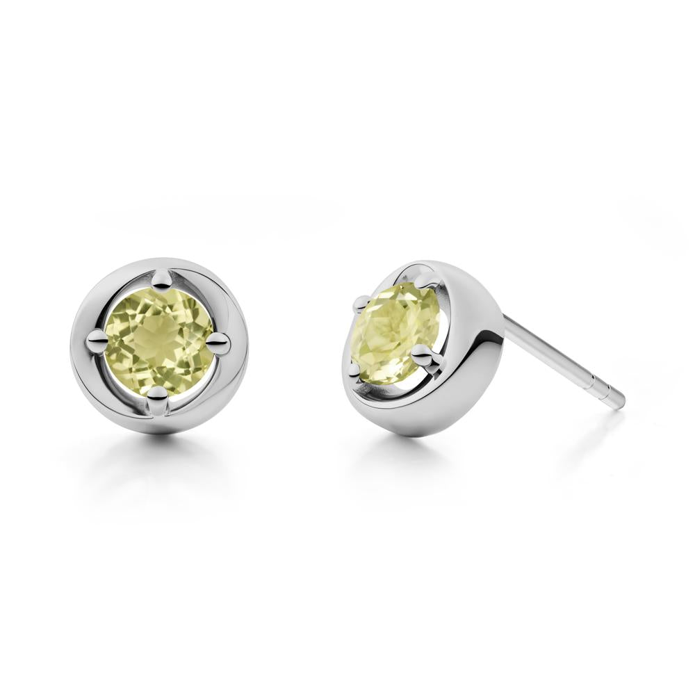 Swirl Lemon Quartz Stud Earrings - LUO Jewelry #metal_platinum