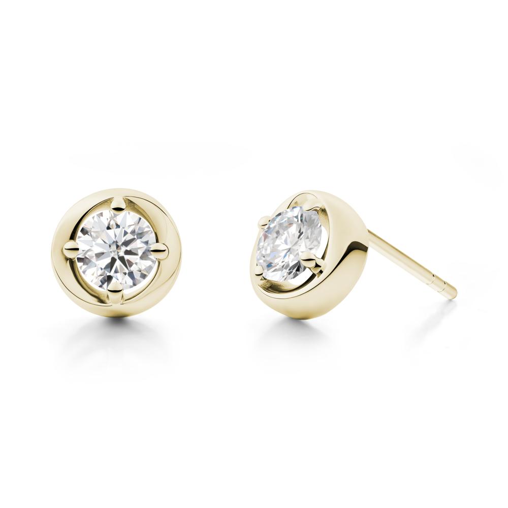 Swirl Moissanite Stud Earrings - LUO Jewelry #metal_14k yellow gold