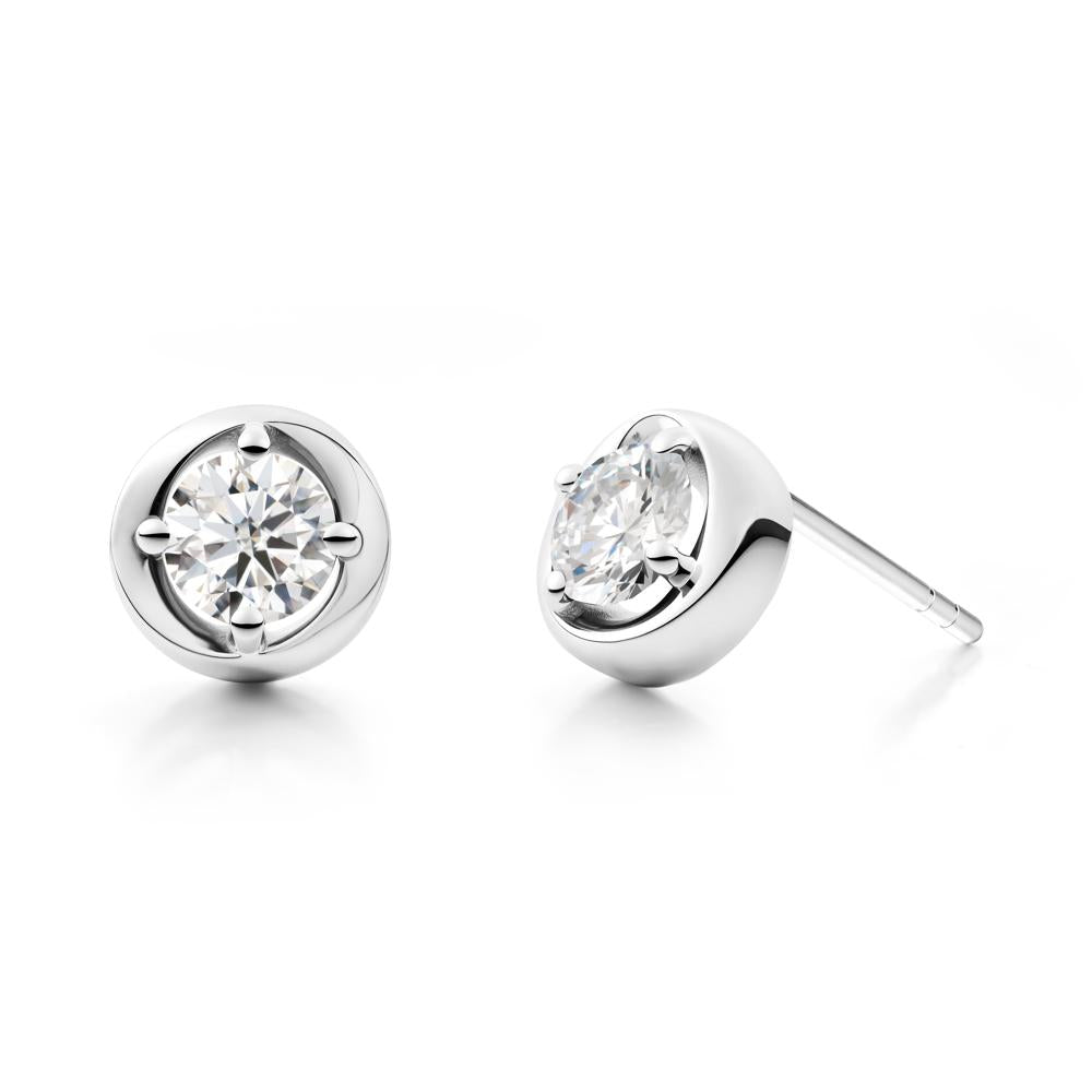 Swirl Moissanite Stud Earrings - LUO Jewelry #metal_18k white gold