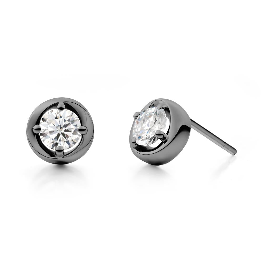 Swirl Moissanite Stud Earrings - LUO Jewelry #metal_black finish sterling silver