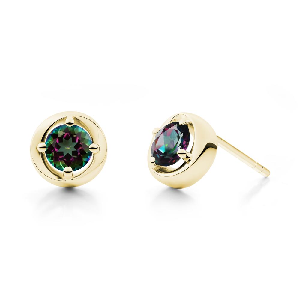 Minimalist Round Mystic Topaz Stud Earrings - LUO Jewelry #metal_18k yellow gold