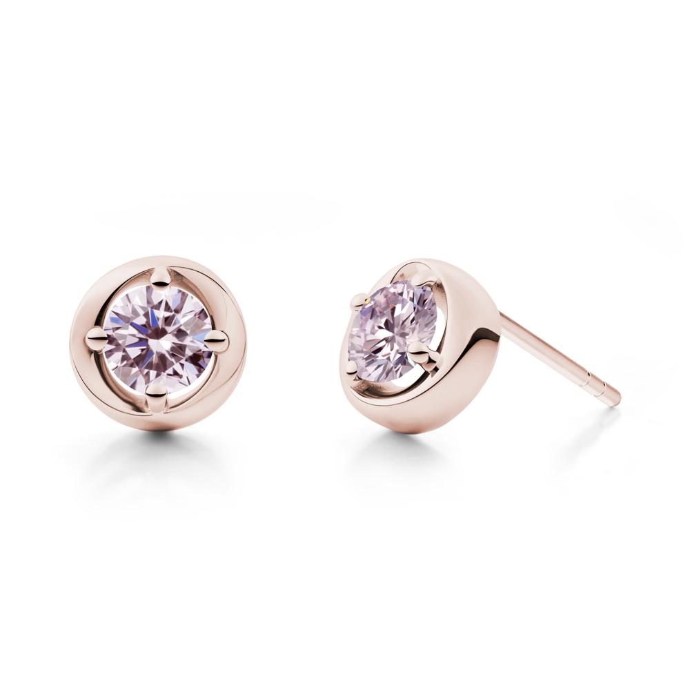 Minimalist Round Pink Cubic Zirconia Stud Earrings - LUO Jewelry #metal_14k rose gold