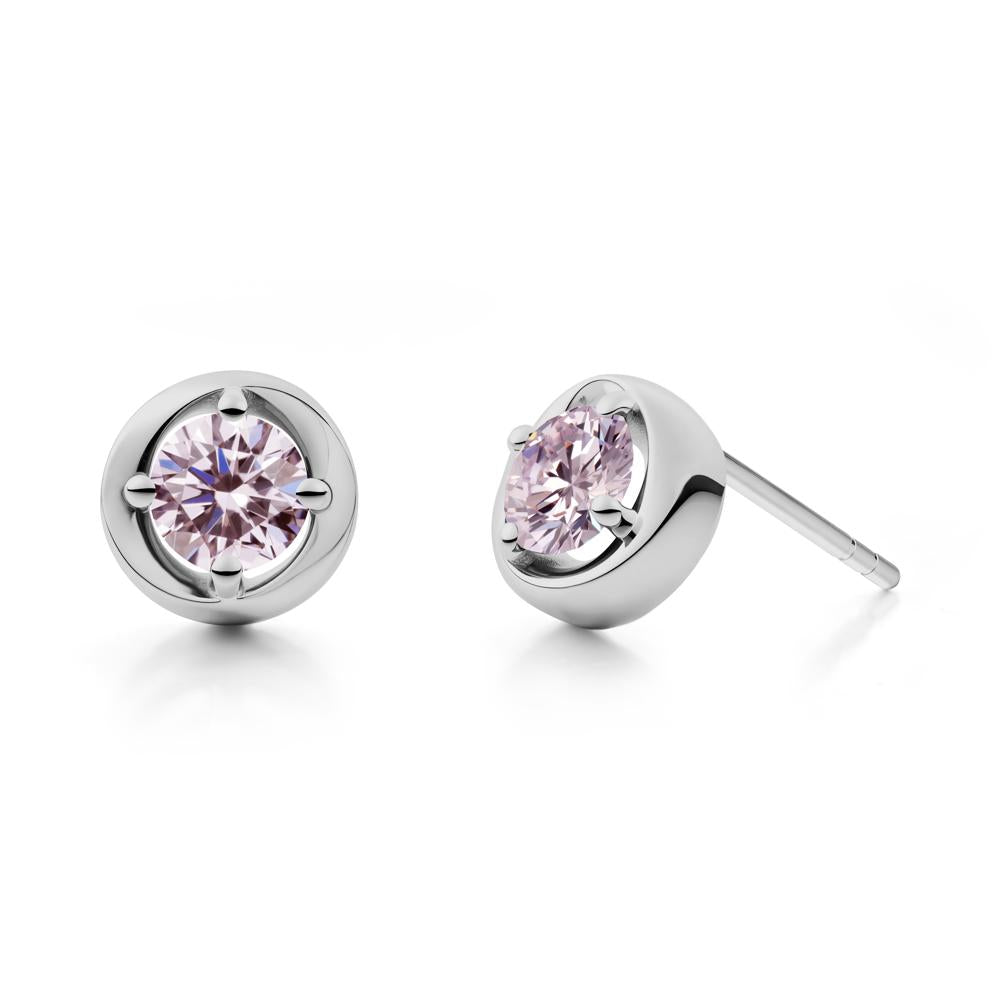 Minimalist Round Pink Cubic Zirconia Stud Earrings - LUO Jewelry #metal_platinum
