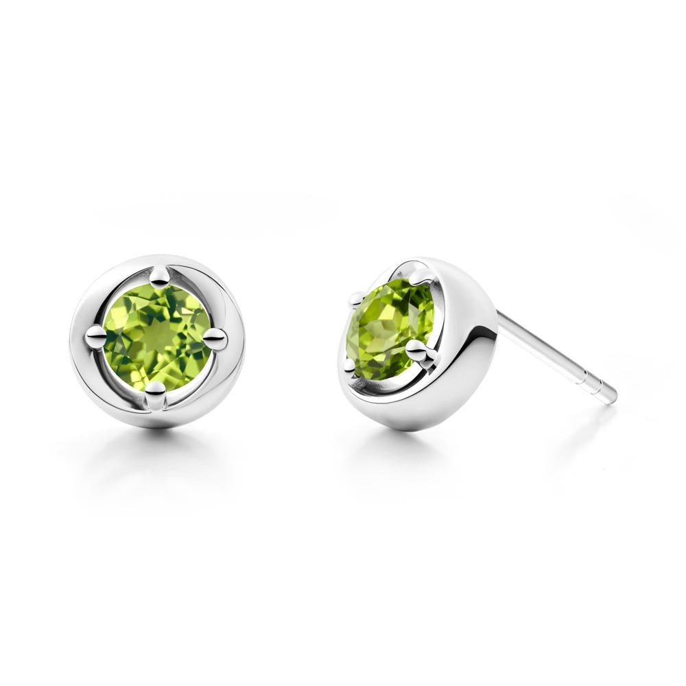 Swirl Peridot Stud Earrings - LUO Jewelry #metal_14k white gold