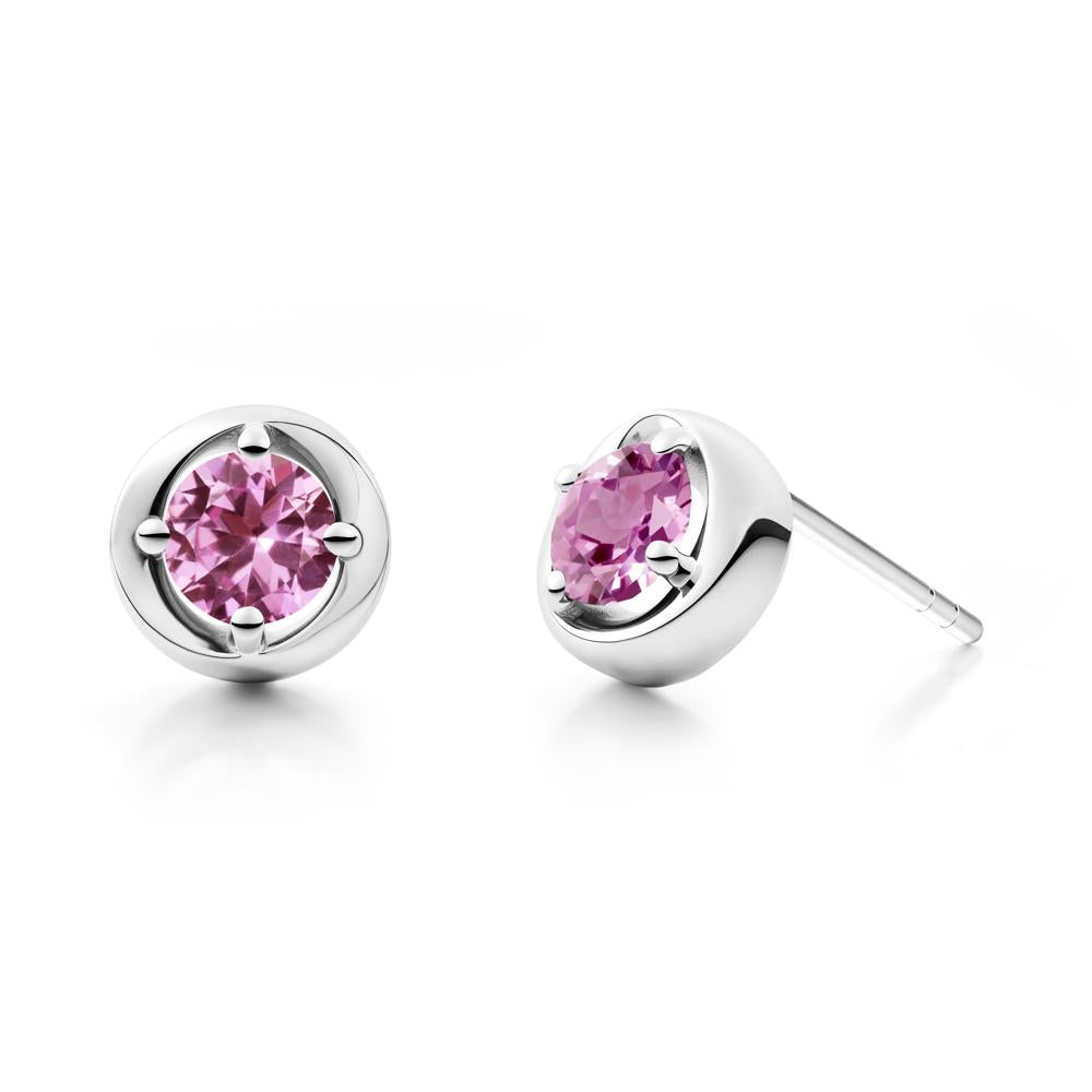 Swirl Pink Sapphire Stud Earrings - LUO Jewelry #metal_18k white gold