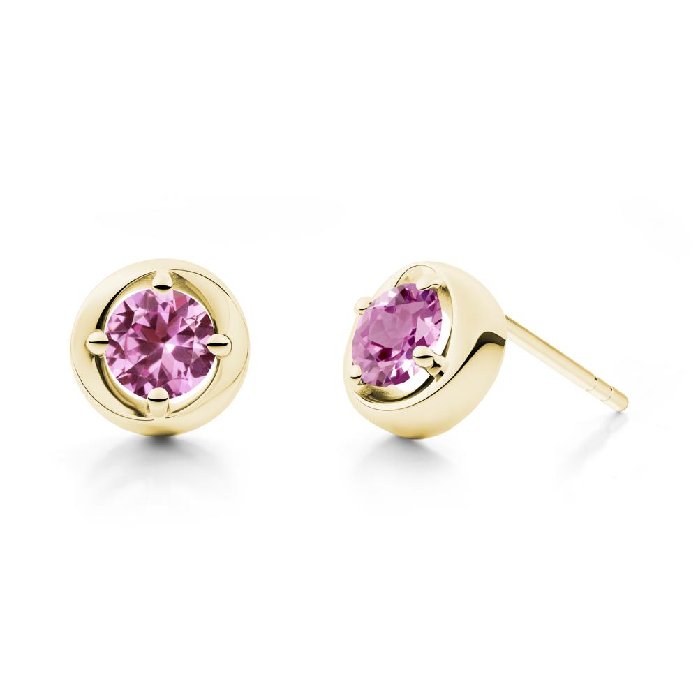 Swirl Pink Sapphire Stud Earrings - LUO Jewelry #metal_18k yellow gold