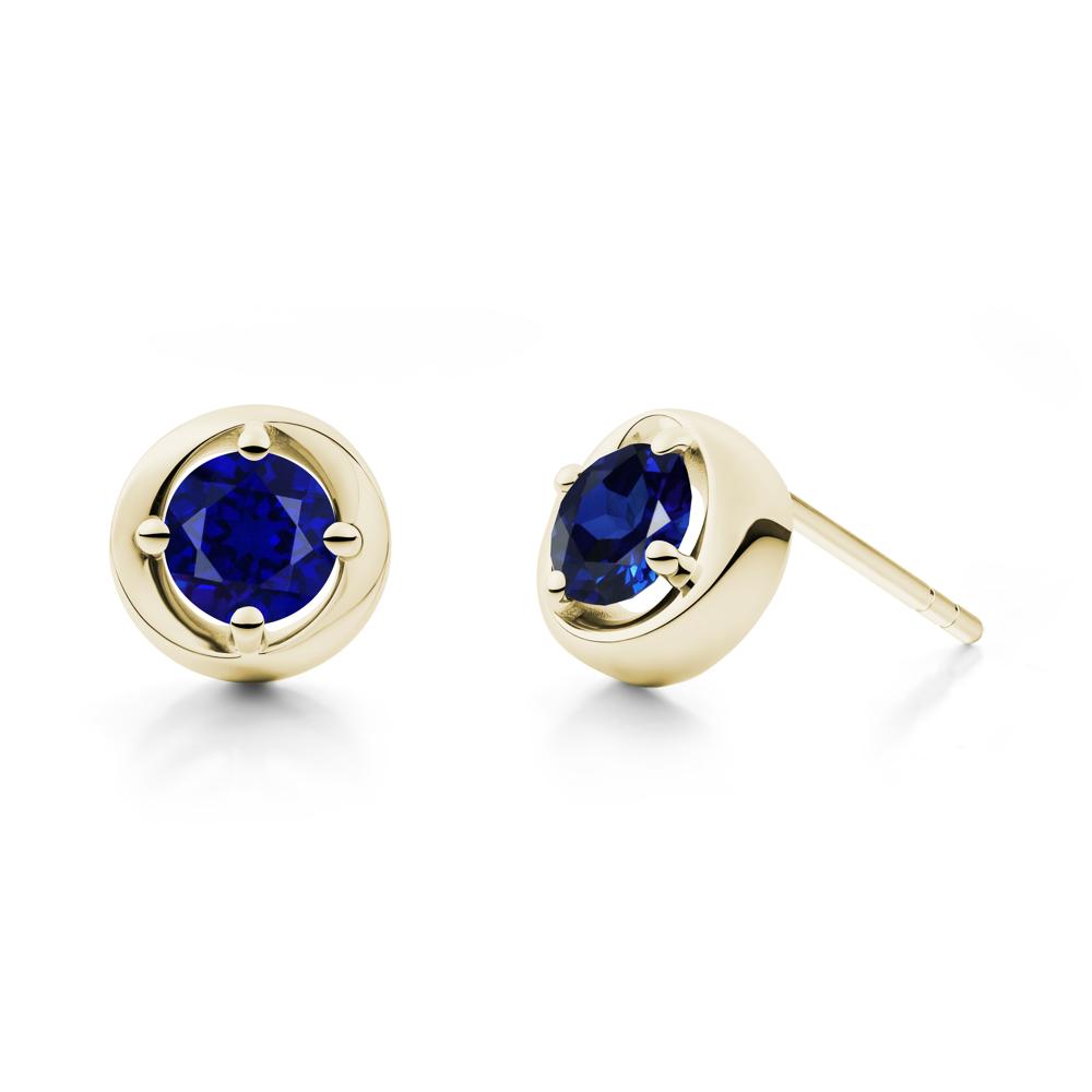 Swirl Sapphire Stud Earrings - LUO Jewelry #metal_14k yellow gold