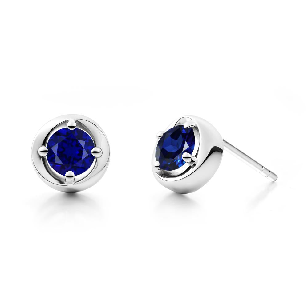 Swirl Sapphire Stud Earrings - LUO Jewelry #metal_18k white gold