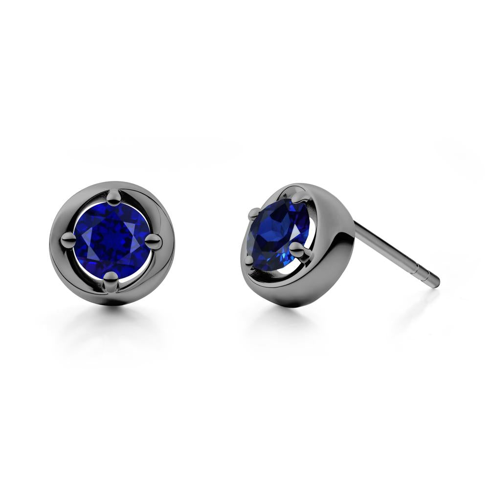 Swirl Sapphire Stud Earrings - LUO Jewelry #metal_black finish sterling silver