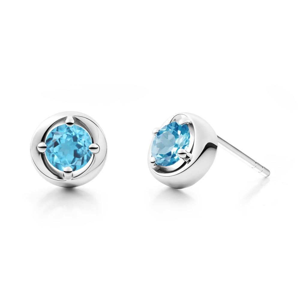 Swirl Swiss Blue Topaz Stud Earrings - LUO Jewelry #metal_14k white gold