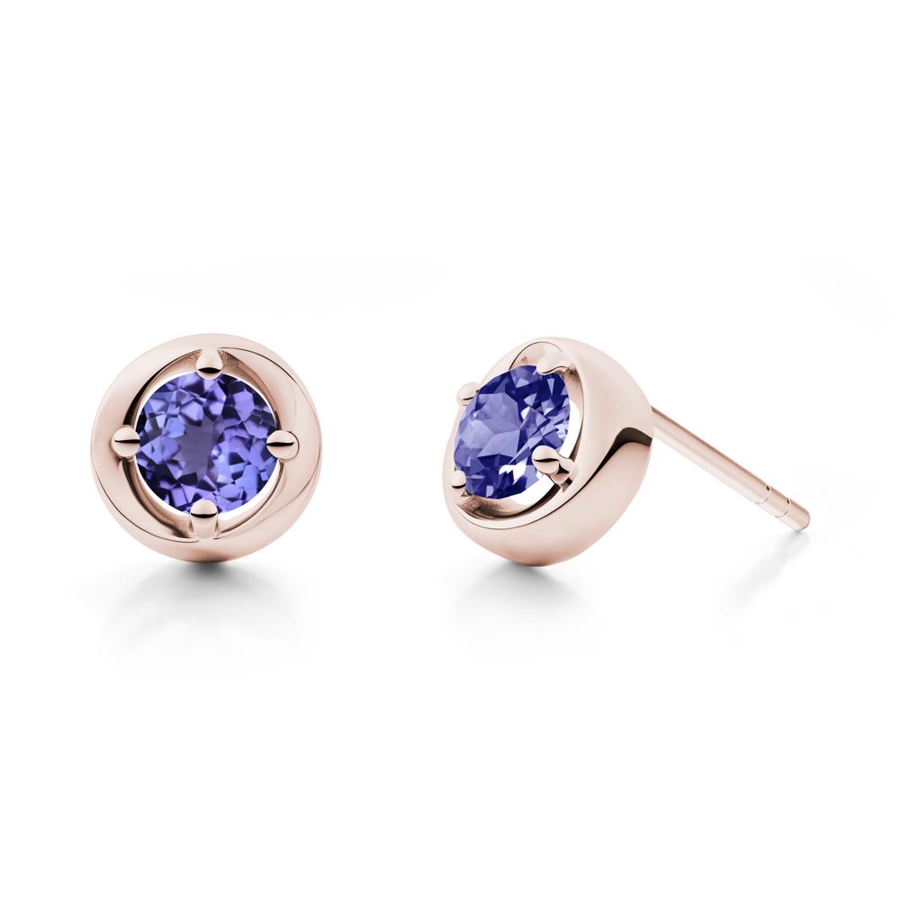 Swirl Tanzanite Stud Earrings - LUO Jewelry #metal_14k rose gold