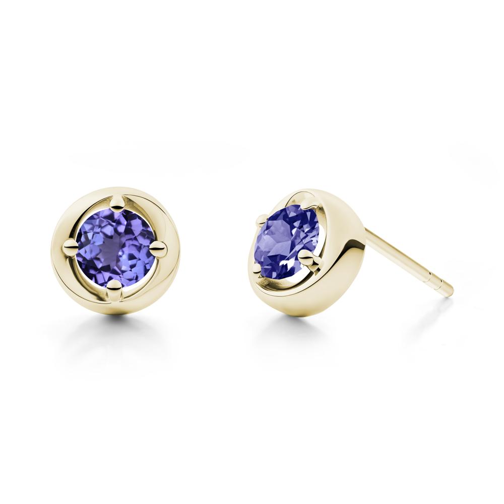 Swirl Tanzanite Stud Earrings - LUO Jewelry #metal_14k yellow gold
