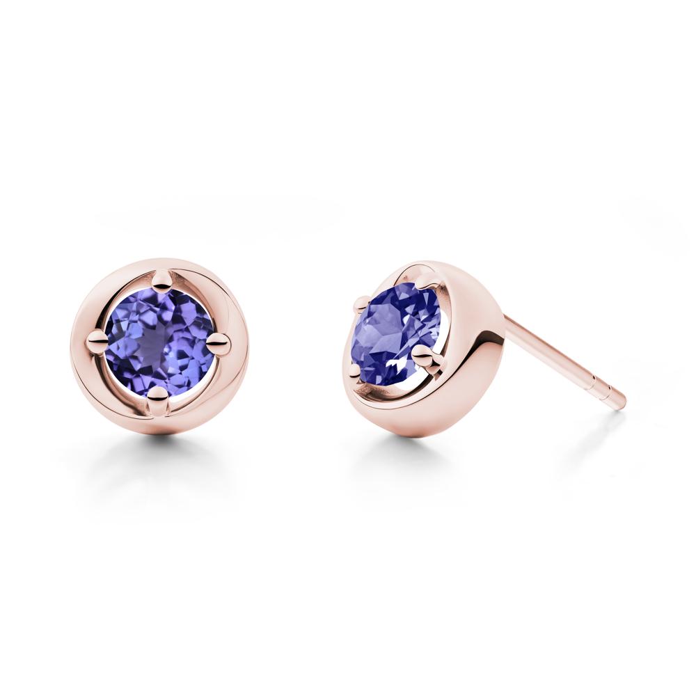 Swirl Tanzanite Stud Earrings - LUO Jewelry #metal_18k rose gold