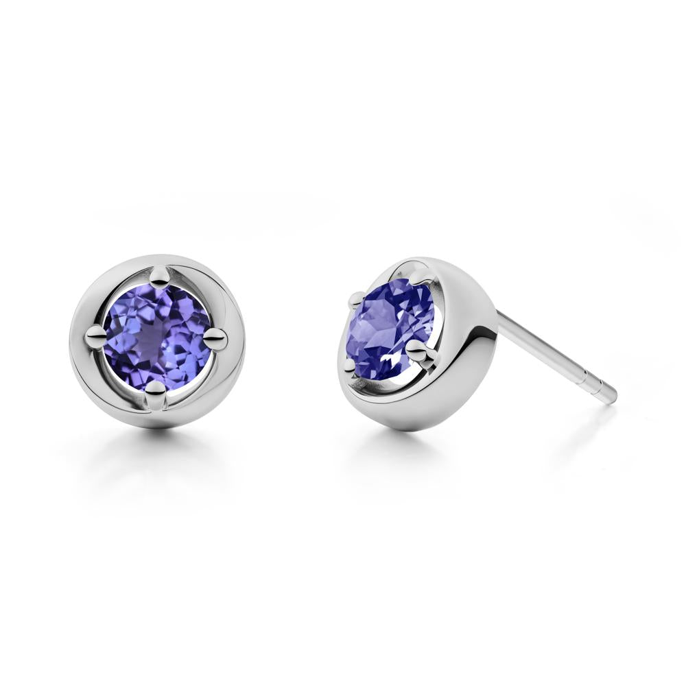 Swirl Tanzanite Stud Earrings - LUO Jewelry #metal_platinum