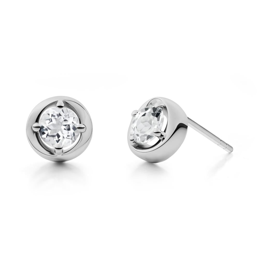 Minimalist Round White Topaz Stud Earrings - LUO Jewelry #metal_platinum