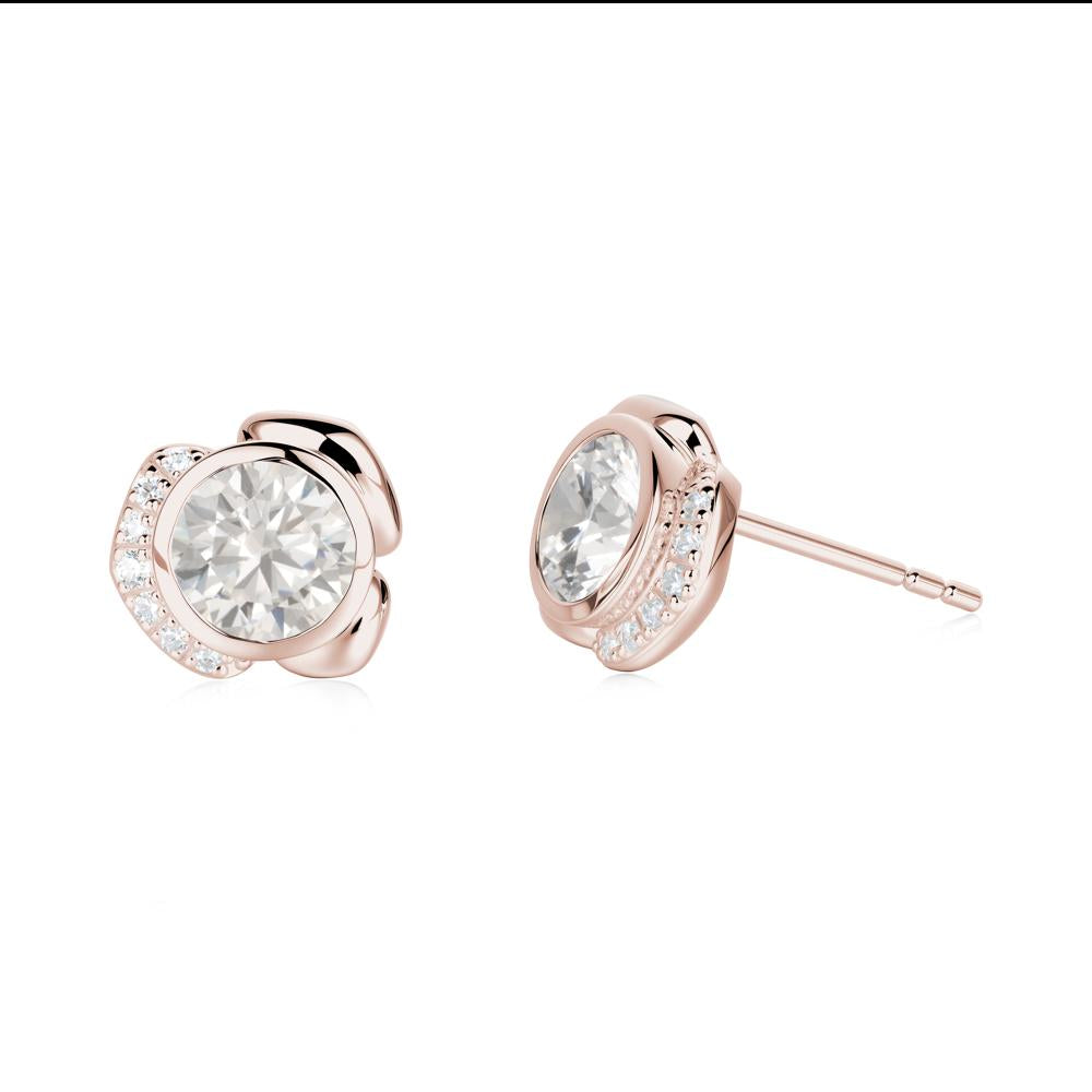Bezel Setting Cubic Zirconia Stud Earrings - LUO Jewelry #metal_14k rose gold