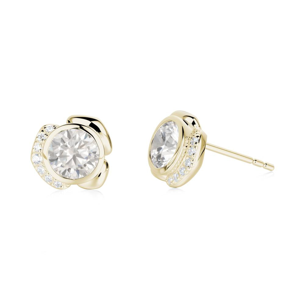 Bezel Setting Cubic Zirconia Stud Earrings - LUO Jewelry #metal_14k yellow gold