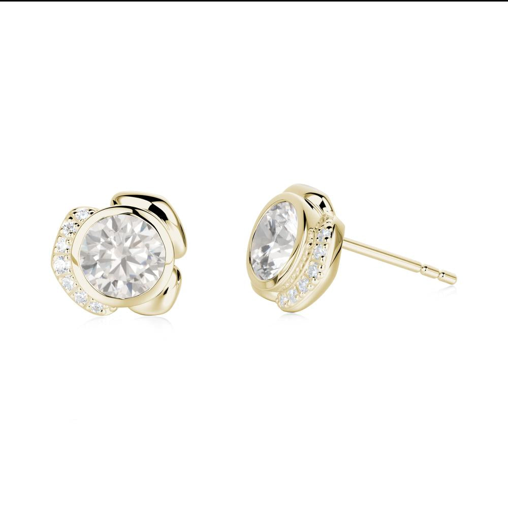 Bezel Setting Cubic Zirconia Stud Earrings - LUO Jewelry #metal_14k yellow gold