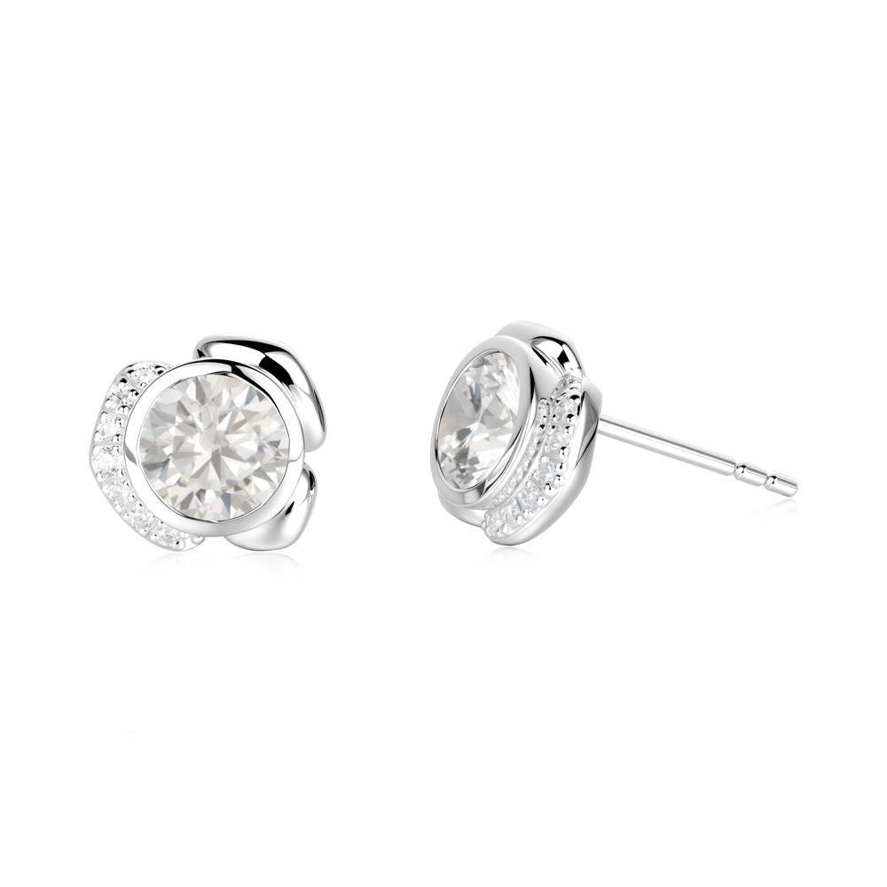 Bezel Setting Cubic Zirconia Stud Earrings - LUO Jewelry #metal_18k white gold