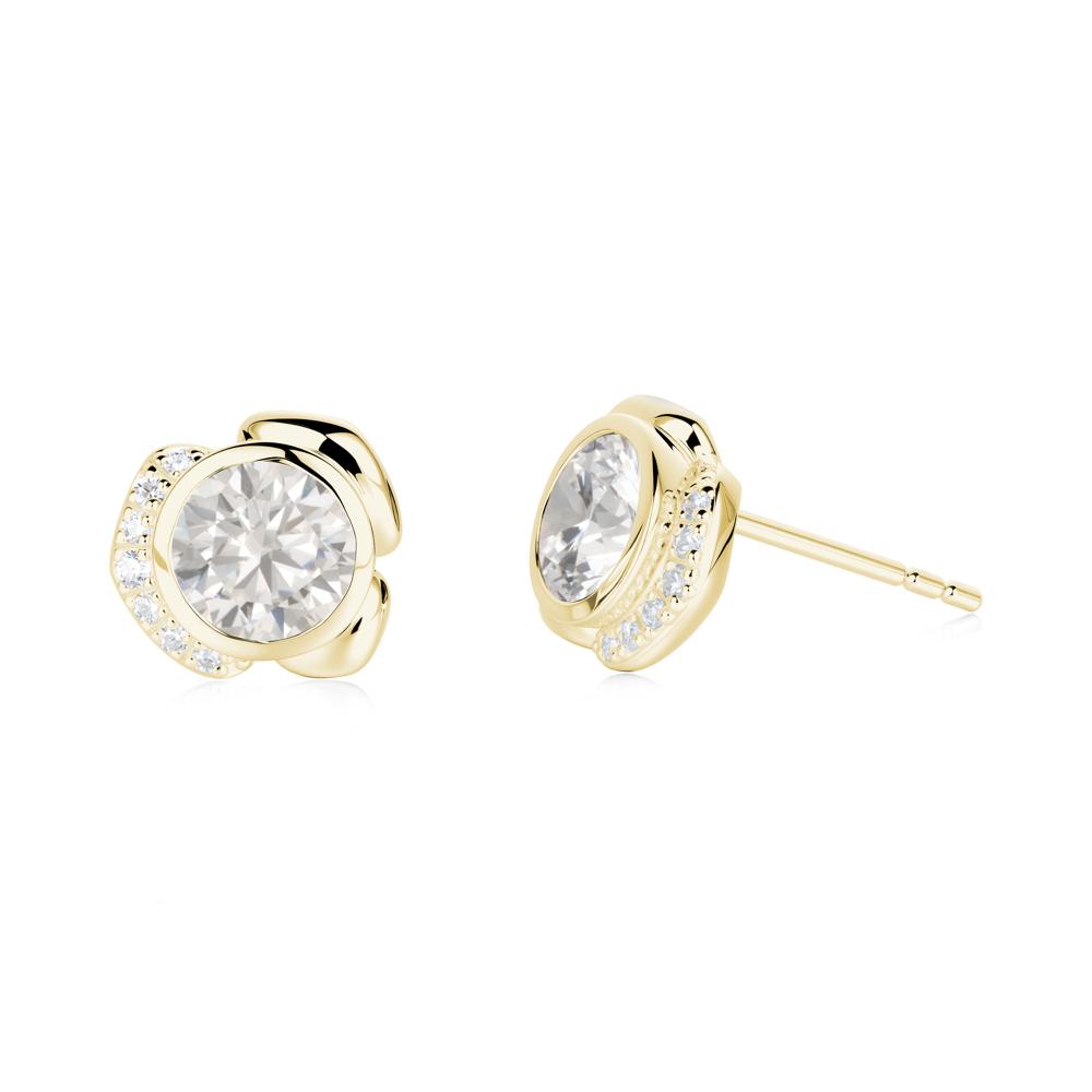 Bezel Setting Cubic Zirconia Stud Earrings - LUO Jewelry #metal_18k yellow gold
