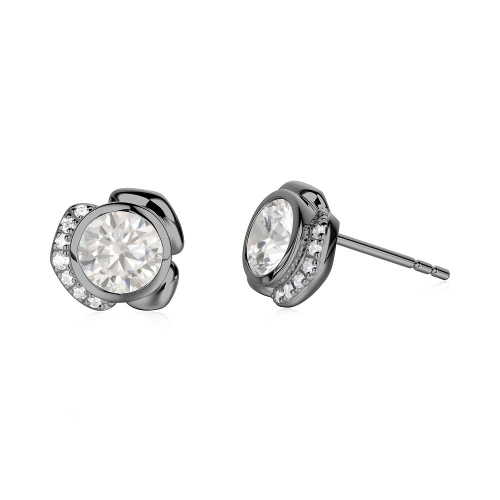 Bezel Setting Cubic Zirconia Stud Earrings - LUO Jewelry #metal_black finish sterling silver