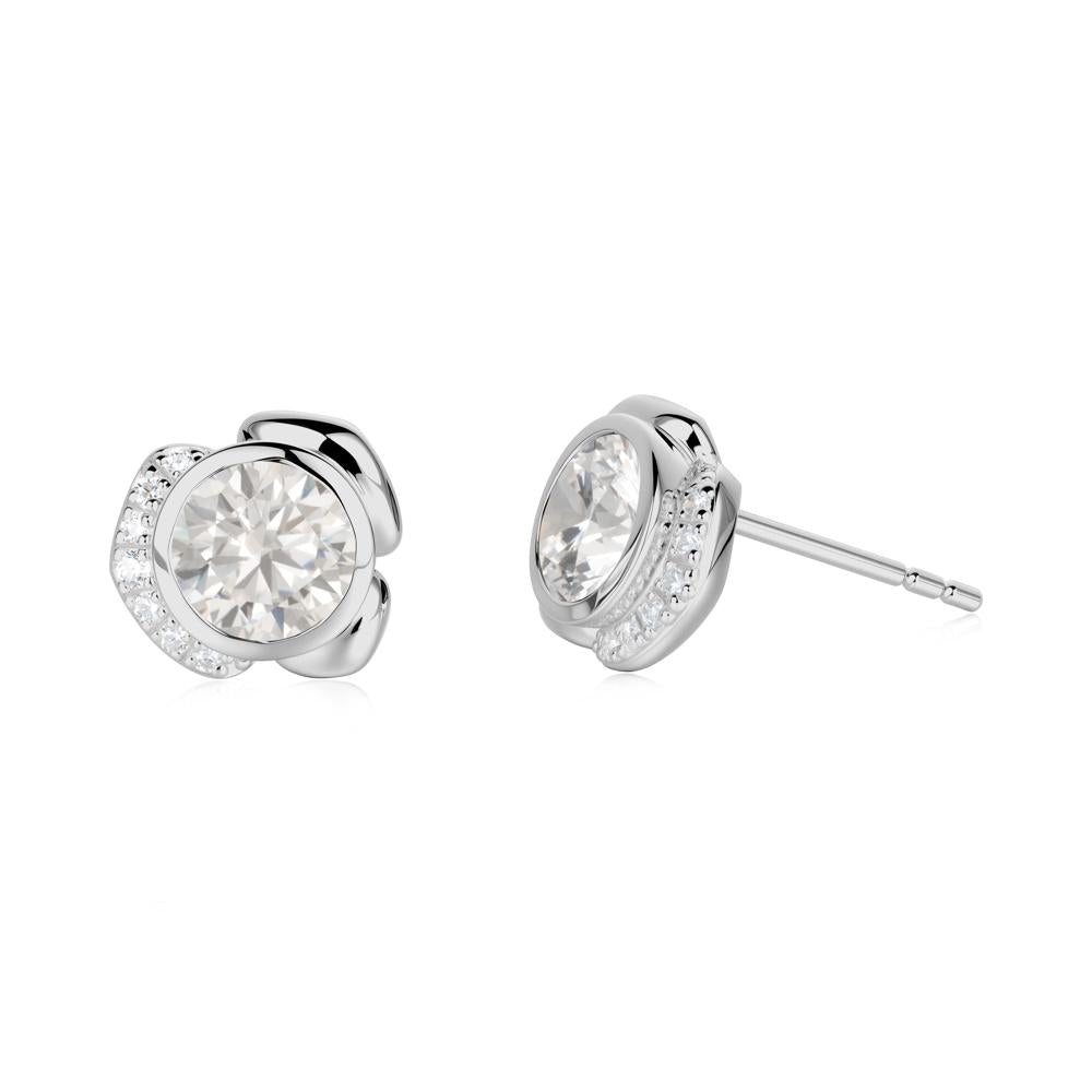 Bezel Setting Cubic Zirconia Stud Earrings - LUO Jewelry #metal_platinum