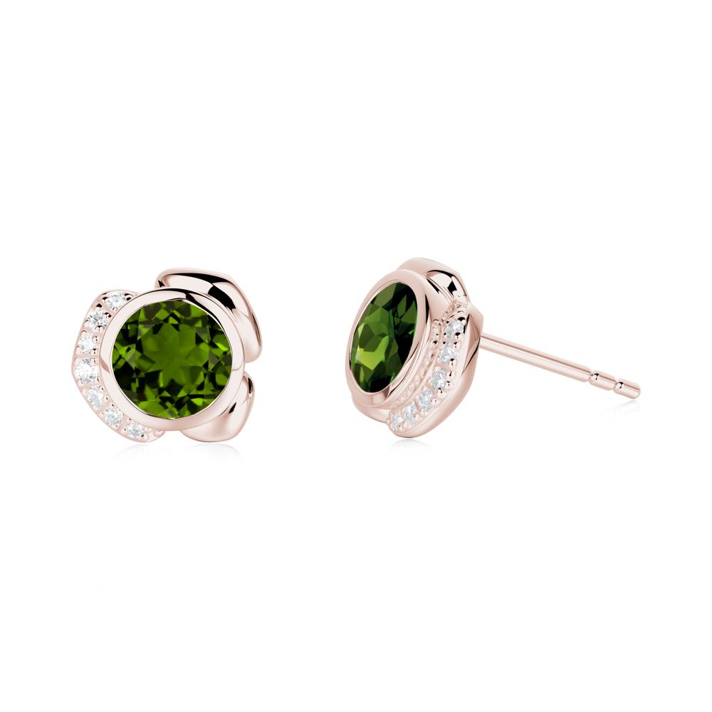 Flower Round Diopside Earrings - LUO Jewelry #metal_14k rose gold