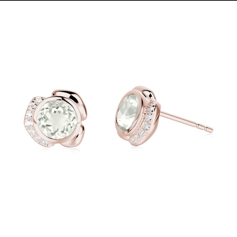 Flower Round Green Amethyst Earrings - LUO Jewelry #metal_14k rose gold