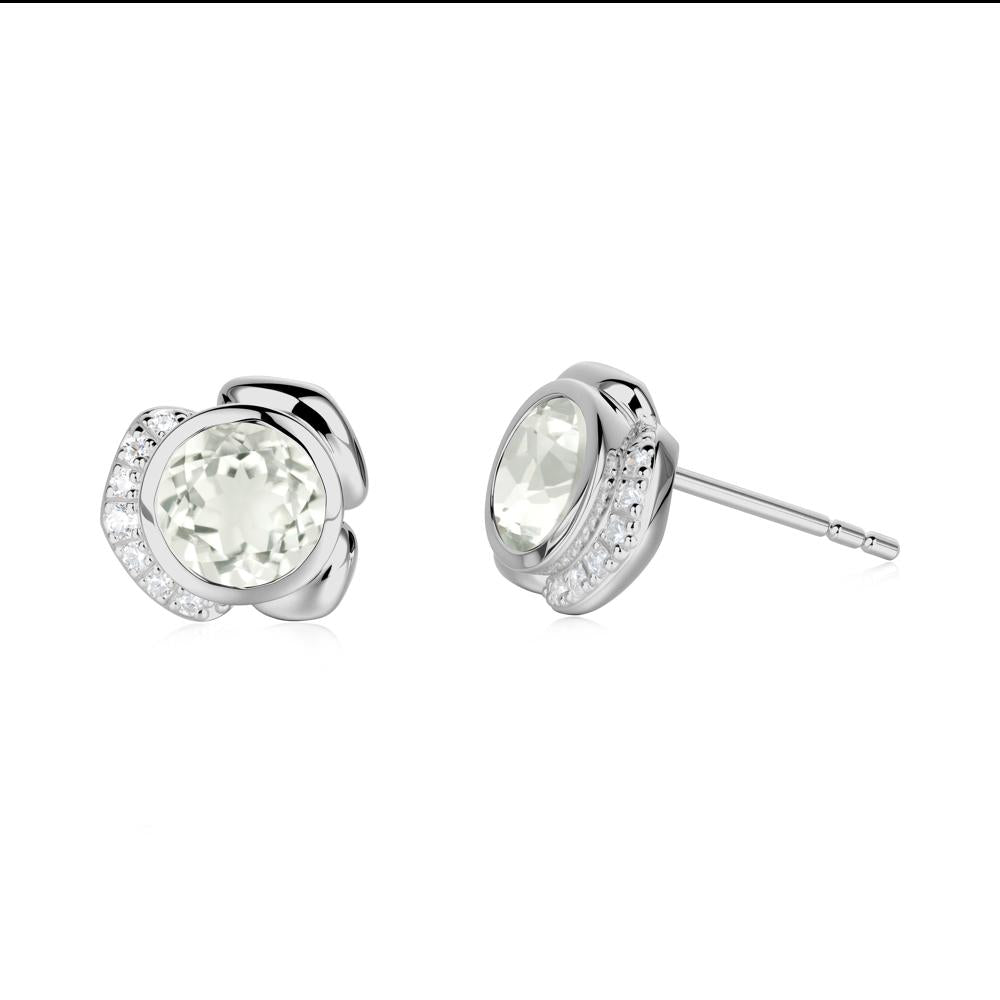 Flower Round Green Amethyst Earrings - LUO Jewelry #metal_platinum