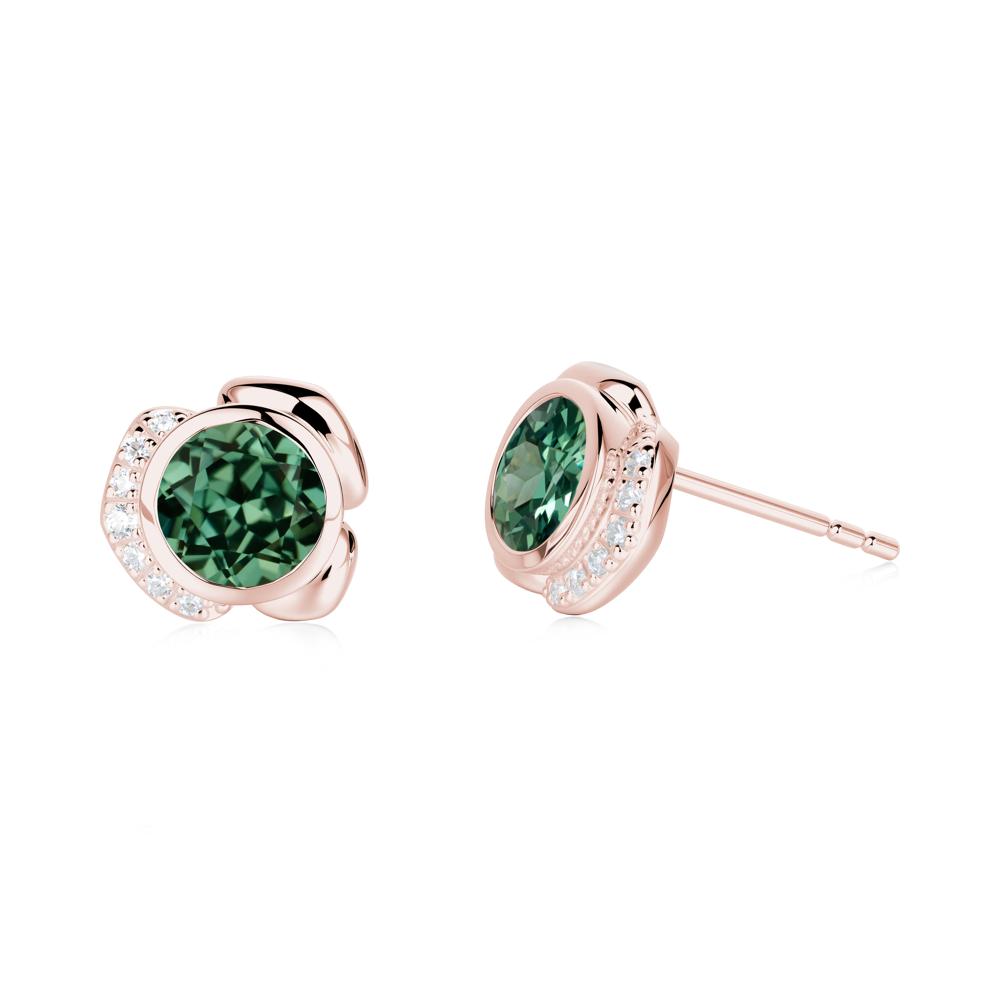 Bezel Setting Green Sapphire Stud Earrings - LUO Jewelry #metal_18k rose gold