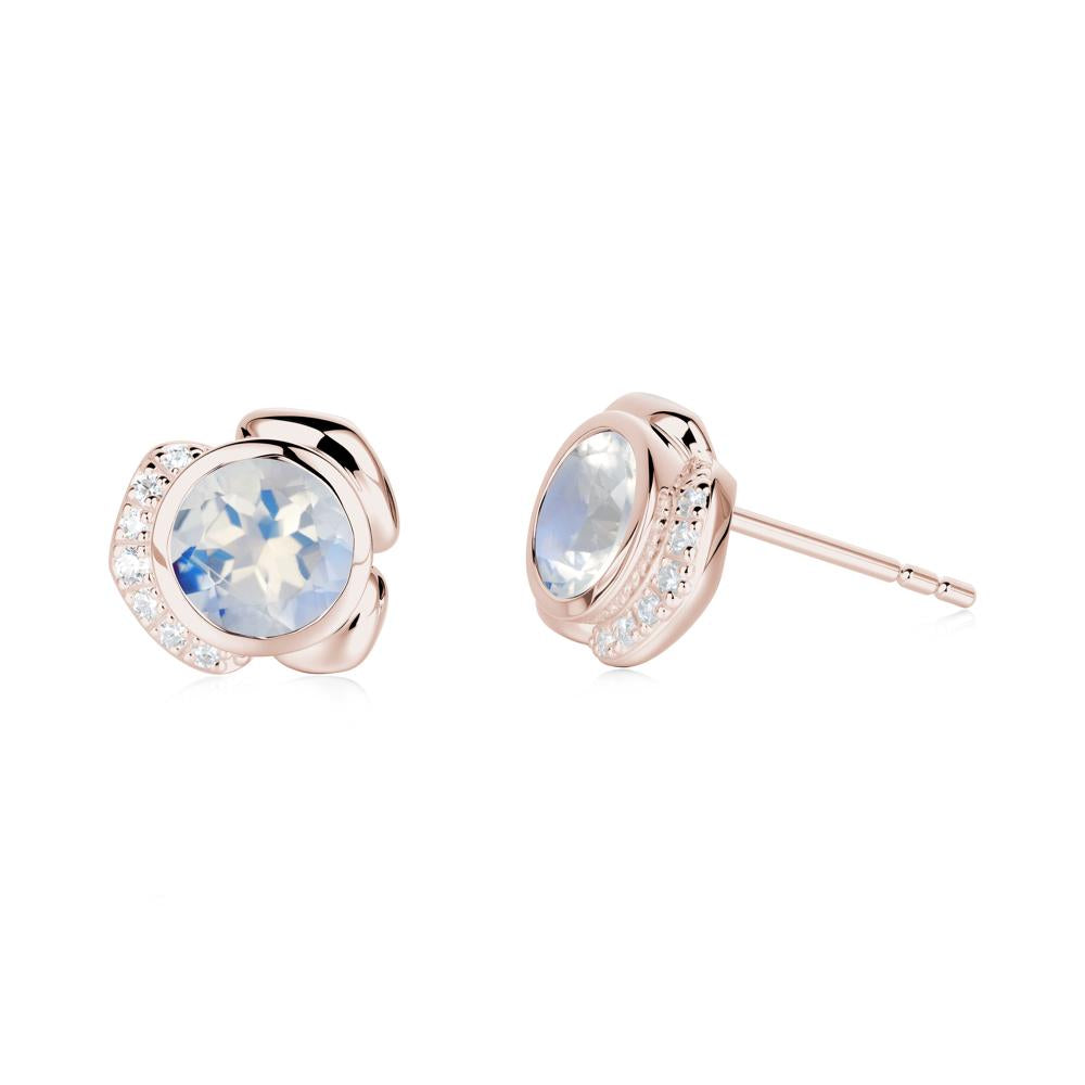 Flower Round Moonstone Earrings - LUO Jewelry #metal_14k rose gold