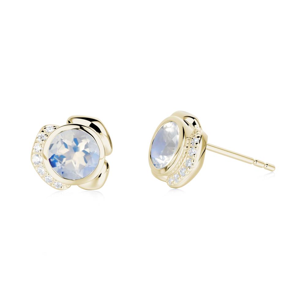 Flower Round Moonstone Earrings - LUO Jewelry #metal_14k yellow gold