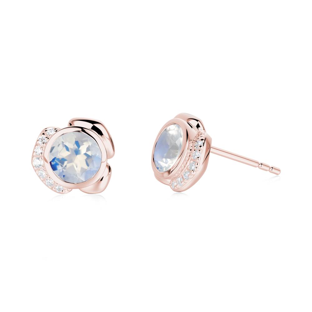 Flower Round Moonstone Earrings - LUO Jewelry #metal_18k rose gold