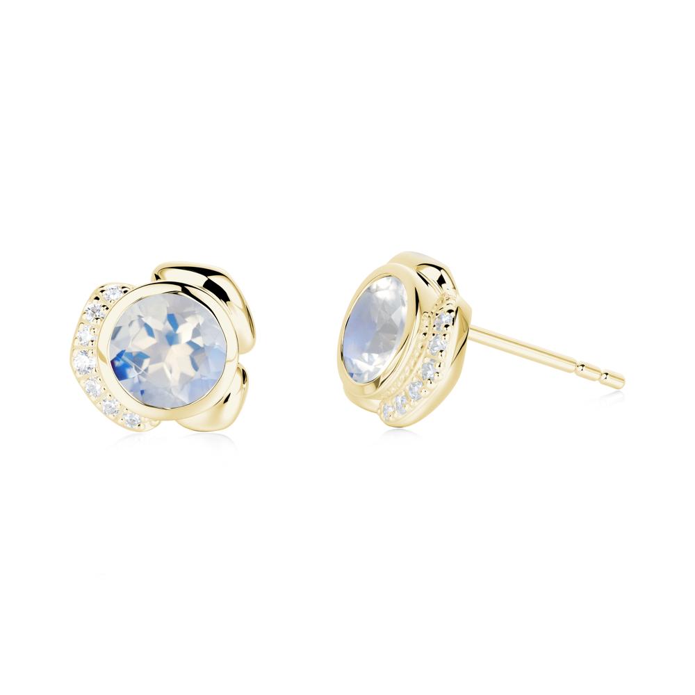 Flower Round Moonstone Earrings - LUO Jewelry #metal_18k yellow gold