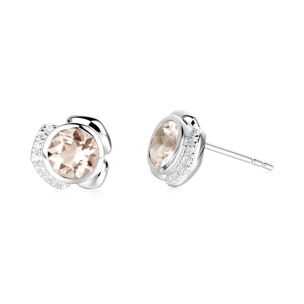 Flower Round Morganite Earrings - LUO Jewelry #metal_14k white gold