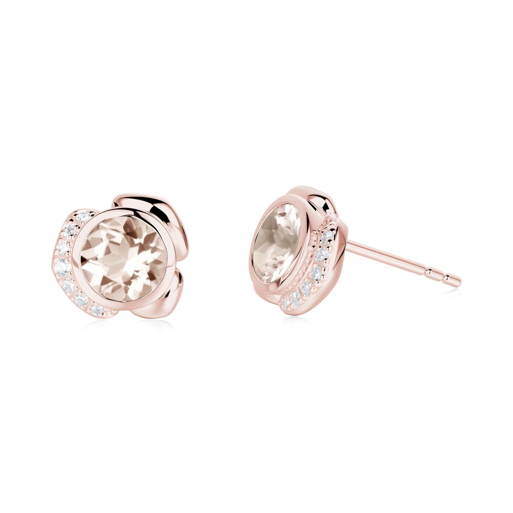 Flower Round Morganite Earrings - LUO Jewelry #metal_18k rose gold