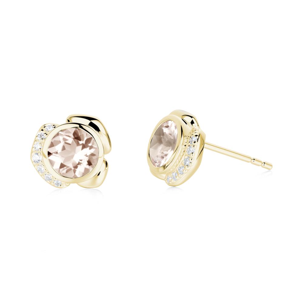 Flower Round Morganite Earrings - LUO Jewelry #metal_18k yellow gold