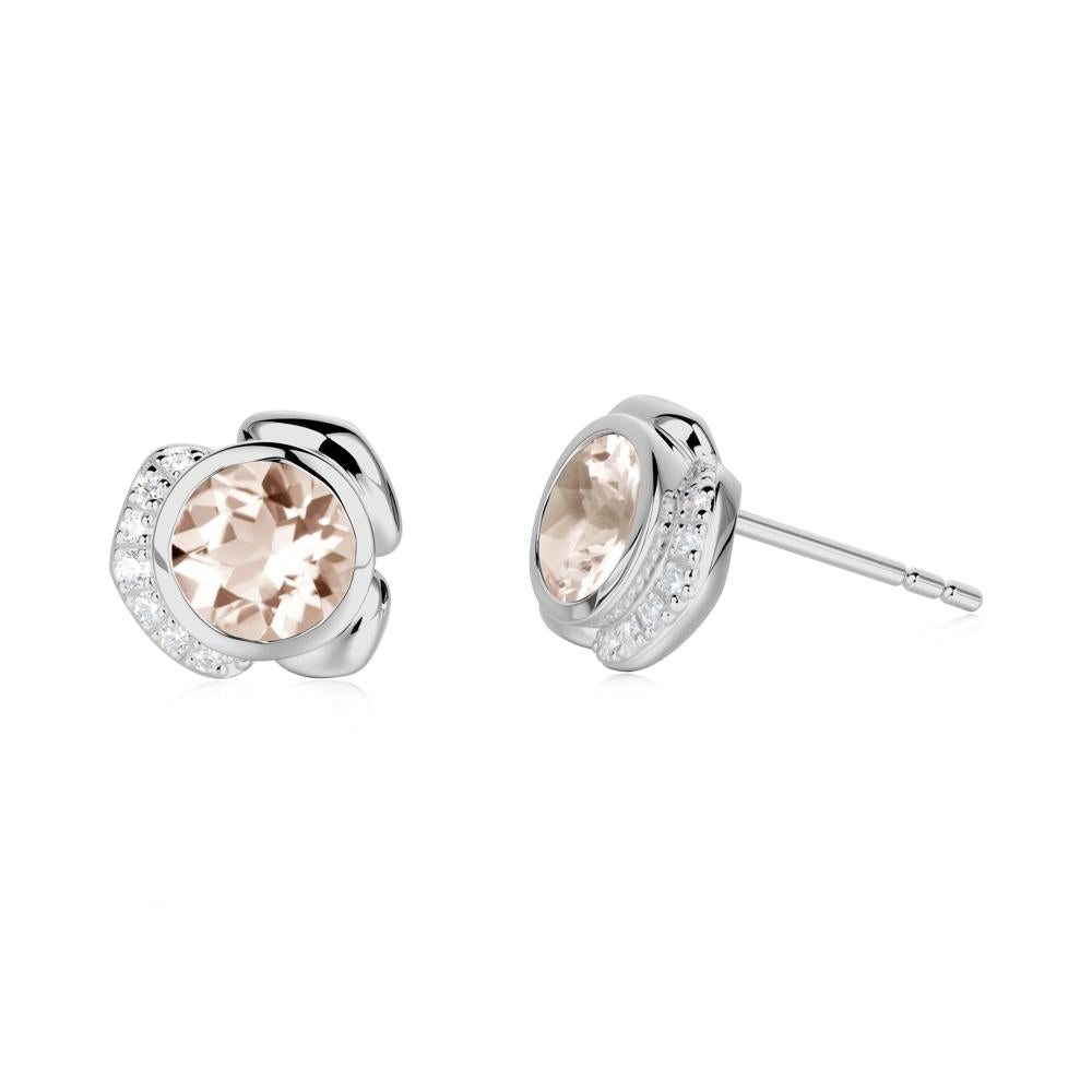 Flower Round Morganite Earrings - LUO Jewelry #metal_platinum