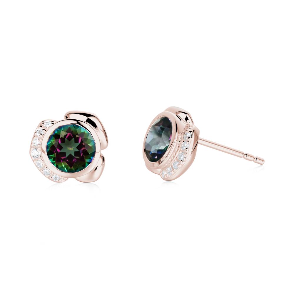 Bezel Setting Mystic Topaz Stud Earrings - LUO Jewelry #metal_14k rose gold