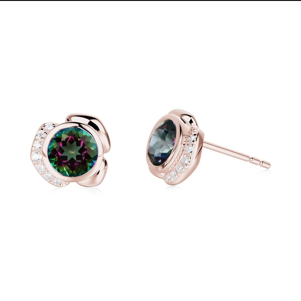 Bezel Setting Mystic Topaz Stud Earrings - LUO Jewelry #metal_14k rose gold