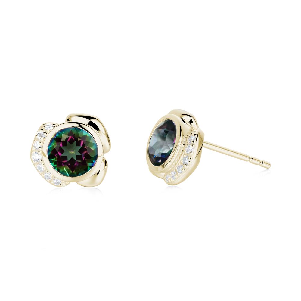 Bezel Setting Mystic Topaz Stud Earrings - LUO Jewelry #metal_14k yellow gold