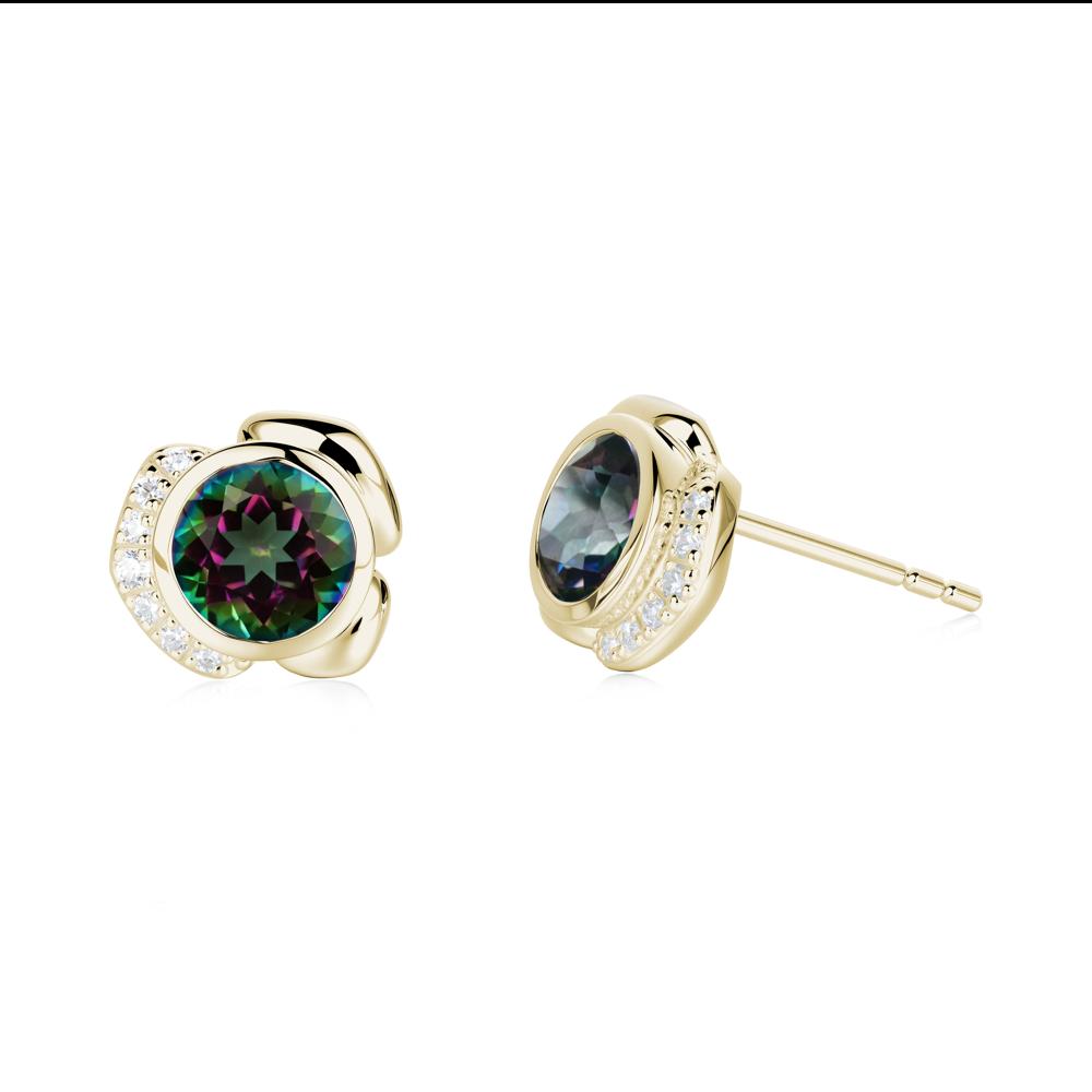 Bezel Setting Mystic Topaz Stud Earrings - LUO Jewelry #metal_14k yellow gold