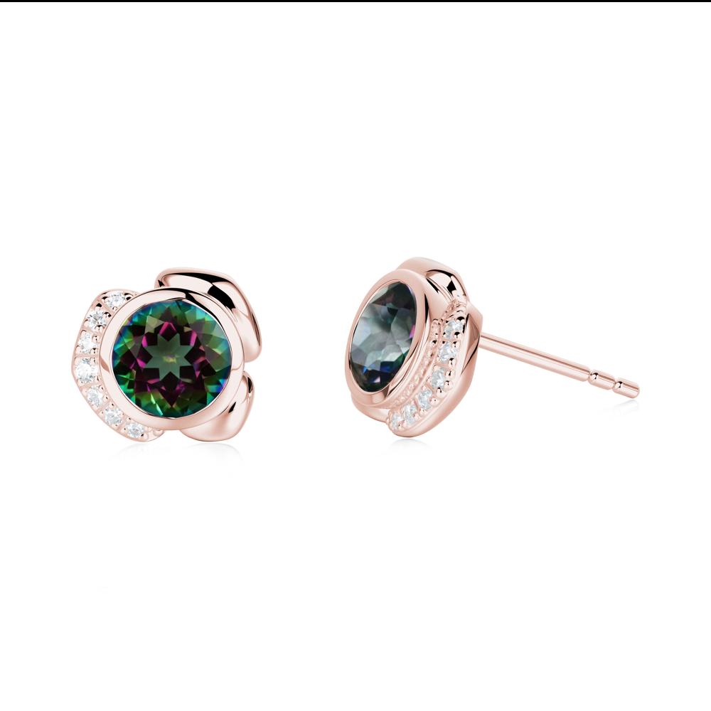 Bezel Setting Mystic Topaz Stud Earrings - LUO Jewelry #metal_18k rose gold