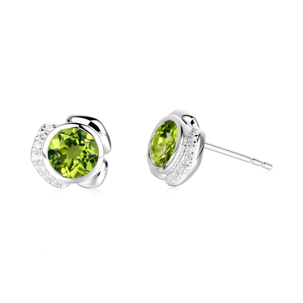 Bezel Setting Peridot Stud Earrings - LUO Jewelry #metal_sterling silver