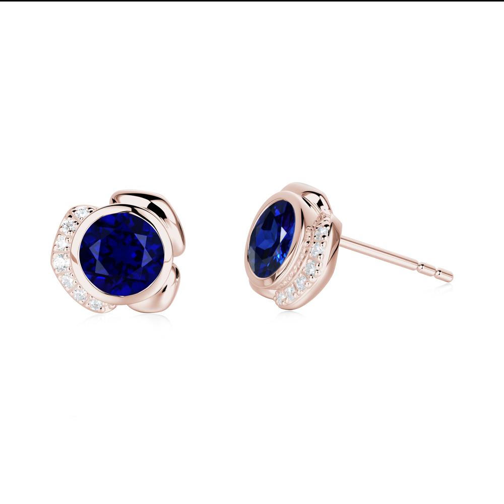 Flower Round Sapphire Earrings - LUO Jewelry #metal_14k rose gold