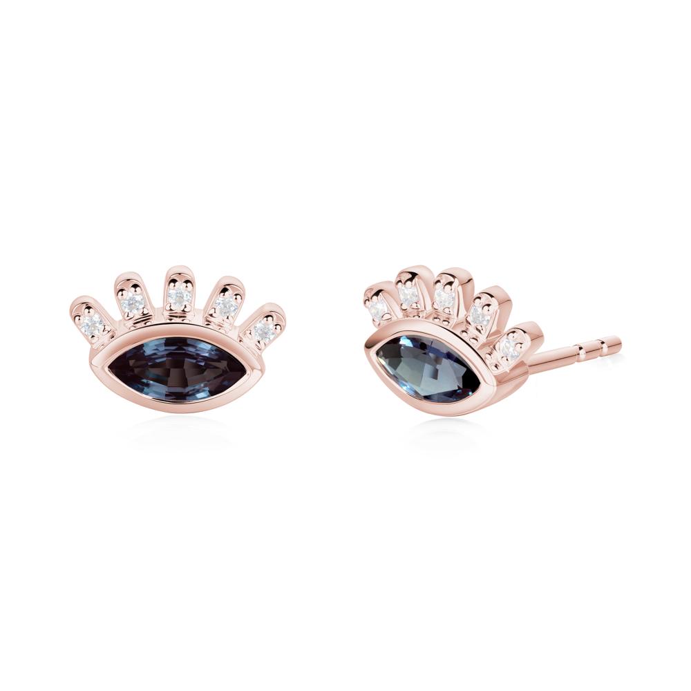 Evil Eye Marquise Alexandrite Earrings - LUO Jewelry #metal_18k rose gold