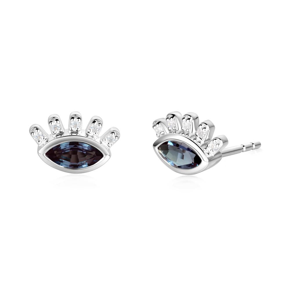 Evil Eye Marquise Alexandrite Earrings - LUO Jewelry #metal_18k white gold